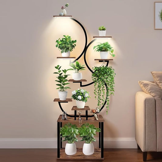 Plant Stand Indoor with Grow Lights, 9 Tiered Corner Plant Stands